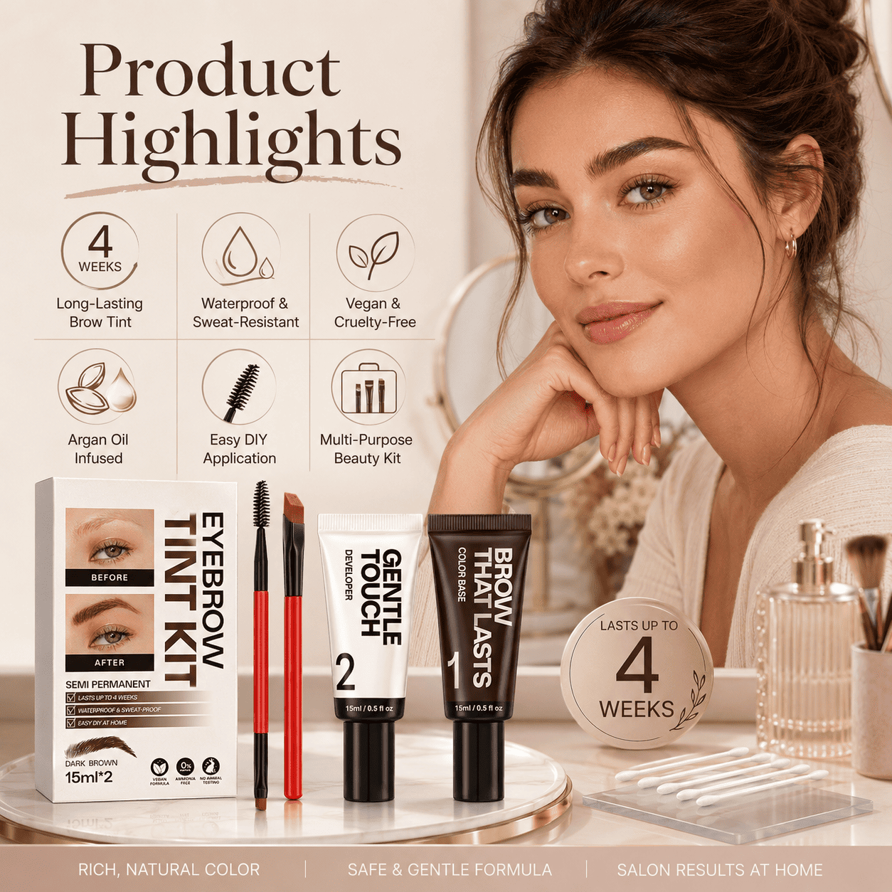 ✨ Long-Lasting Eyebrow Tint Kit – Waterproof Color