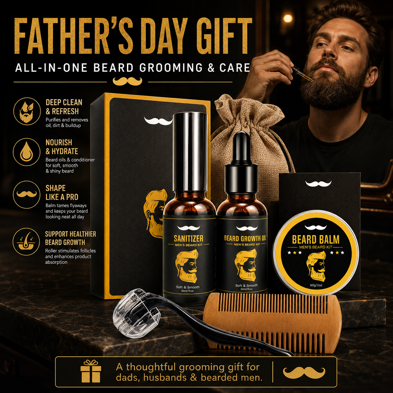 🎁 The Ultimate Beard Growth & Grooming Kit