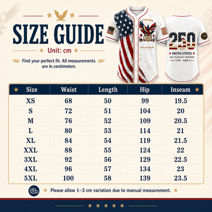 🚀 Men's USA 250th Anniversary Baseball Jersey