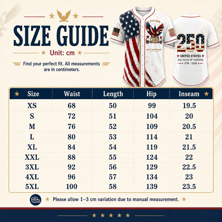 🚀 Men's USA 250th Anniversary Baseball Jersey