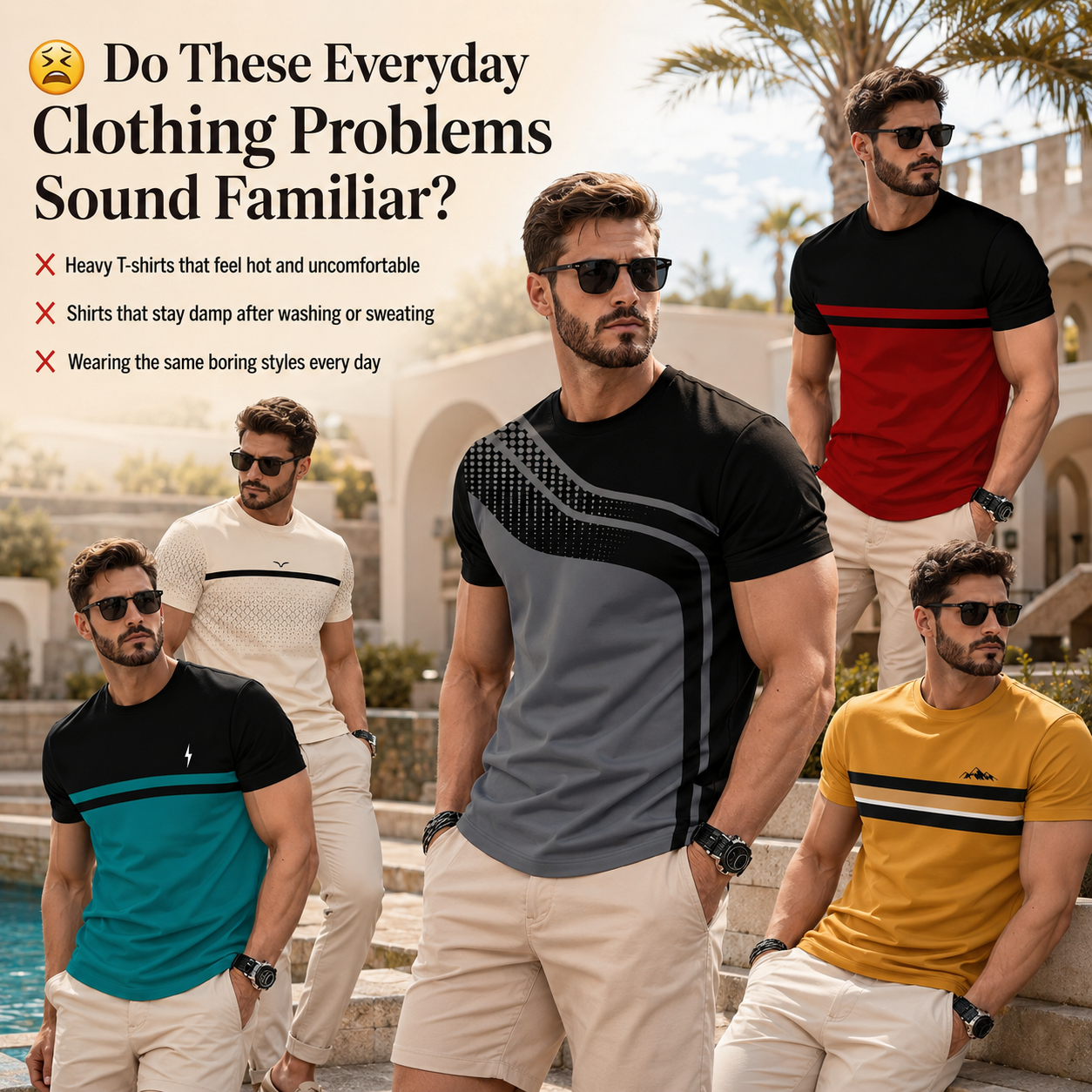 🔥 Summer Sale | 5-Pack Gradient Stripe Men's T-Shirts