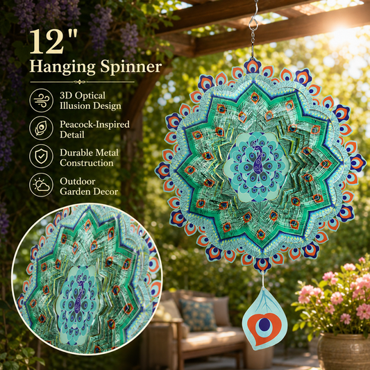 🔥Hot Sale｜Hanging Metal Wind Spinner🦚 Bring Your Garden to Life with Mesmerizing Peacock Magic