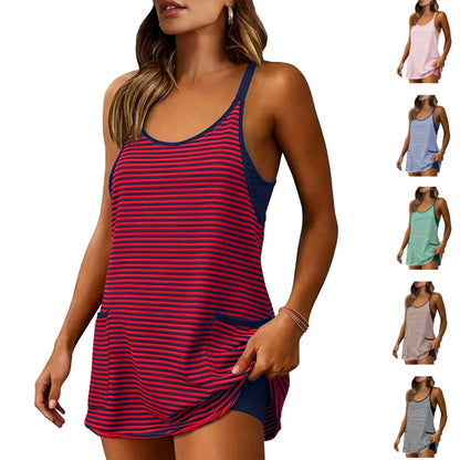 Women's Summer Sleeveless 4th of July Athletic Mini Dress