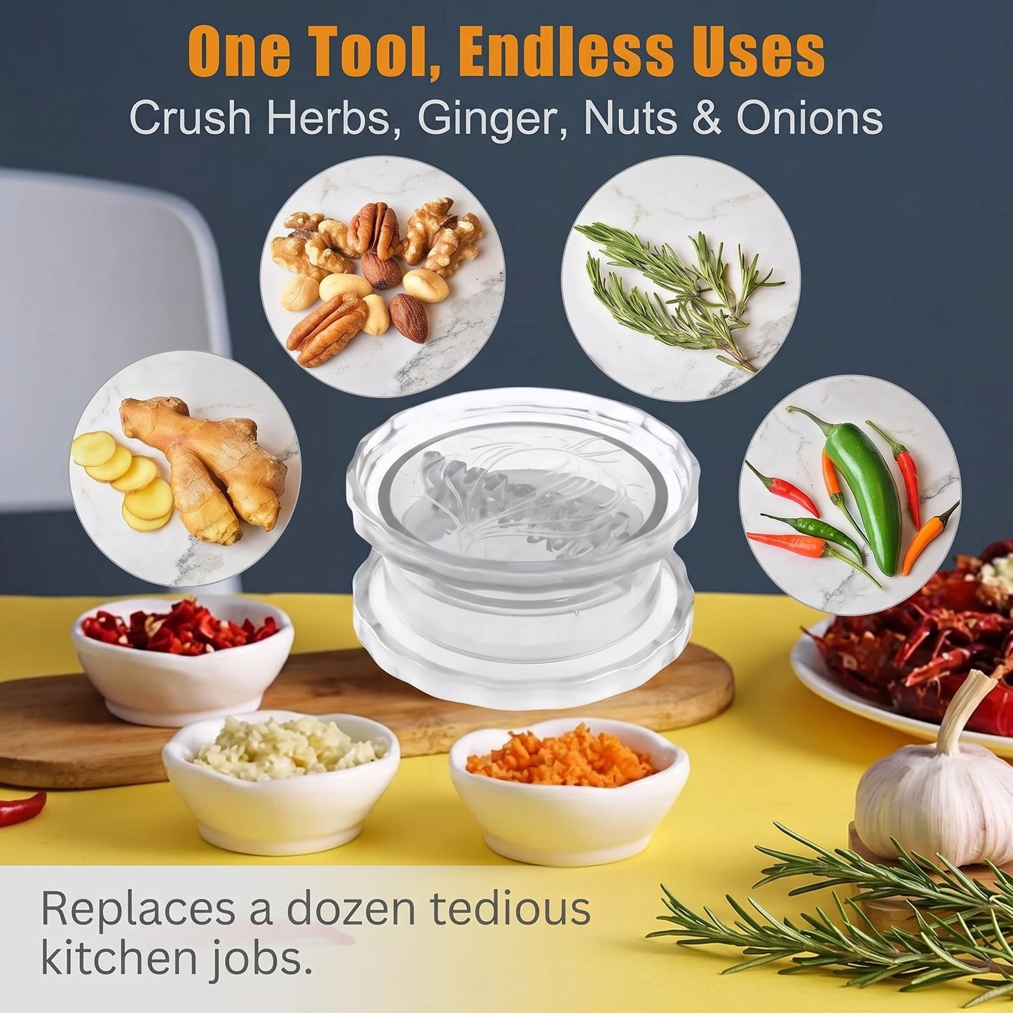 Manual Garlic Twister & Masher, Multi-Functional Mincer & Grinder