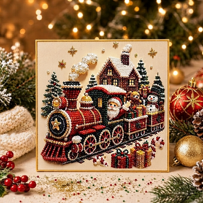 ✨ 3D Pearl Diamond Painting – Christmas Wreath & Stocking DIY 🎄