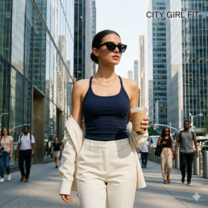 🔥Women's Summer Sexy Slim Fit Ribbed Tank Top with Built-in Bra