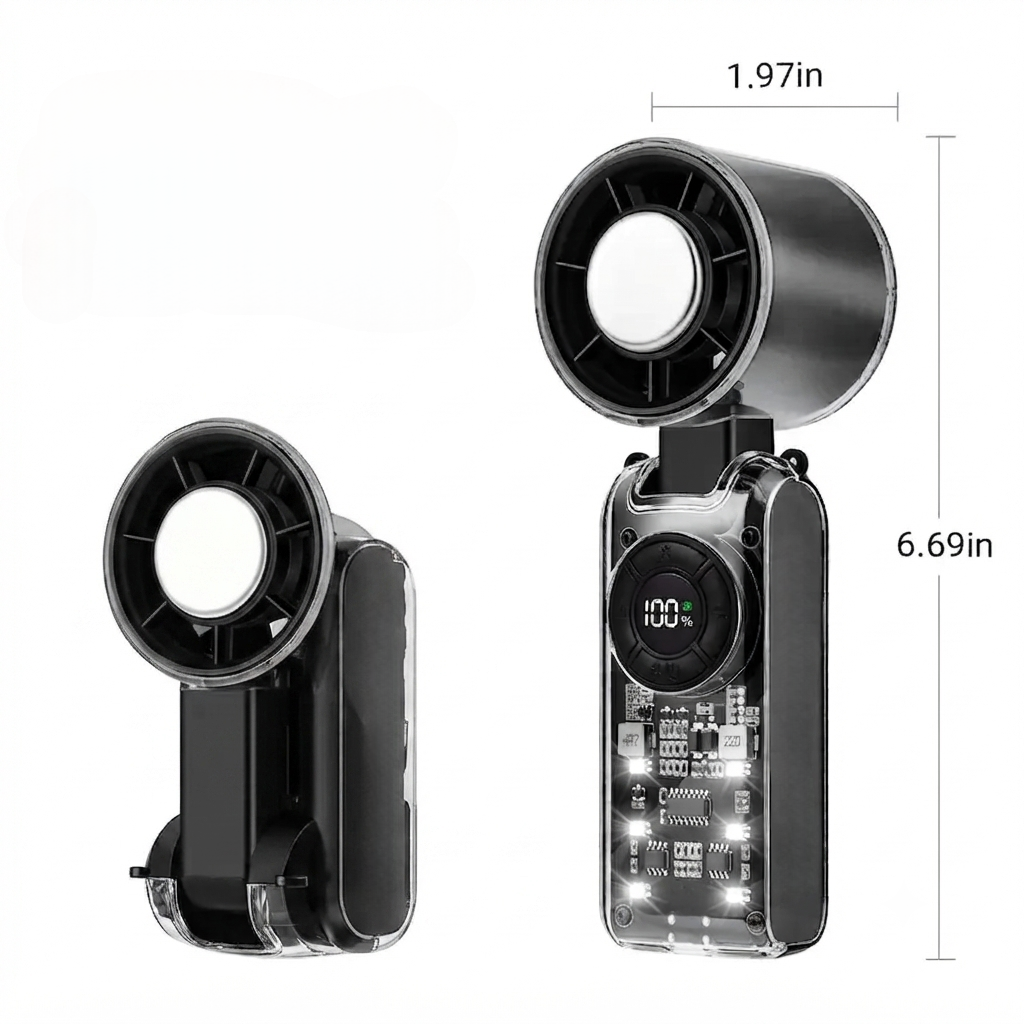 🌪️ 5-in-1 Rechargeable Turbo Fan – Cooling Plate, 199 Speeds, Digital Display, 3600mAh, for Travel & Daily Use