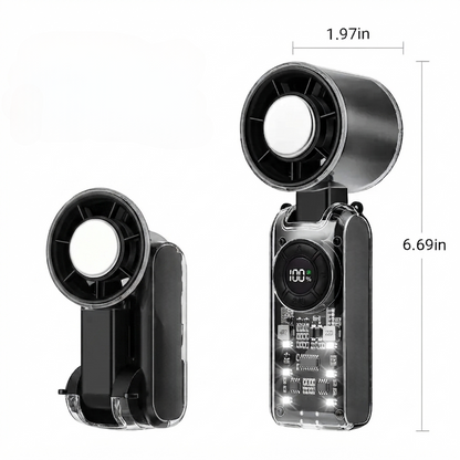 🌪️ 5-in-1 Rechargeable Turbo Fan – Cooling Plate, 199 Speeds, Digital Display, 3600mAh, for Travel & Daily Use