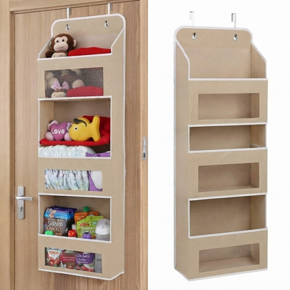 🚪 5-Tier Over Door Organizer – 5 Large Mesh Pockets, Anti-Tilt, 44 lb Capacity, Space Saver for Home