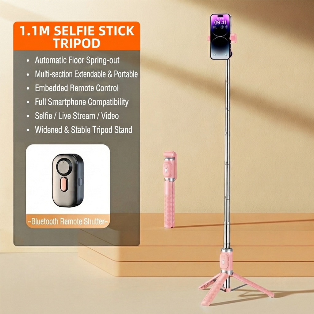 📱 SmartSelfie Stick & Tripod – Wireless Remote, Stable Stand, Creator Kit for iPhone & Android ✈️