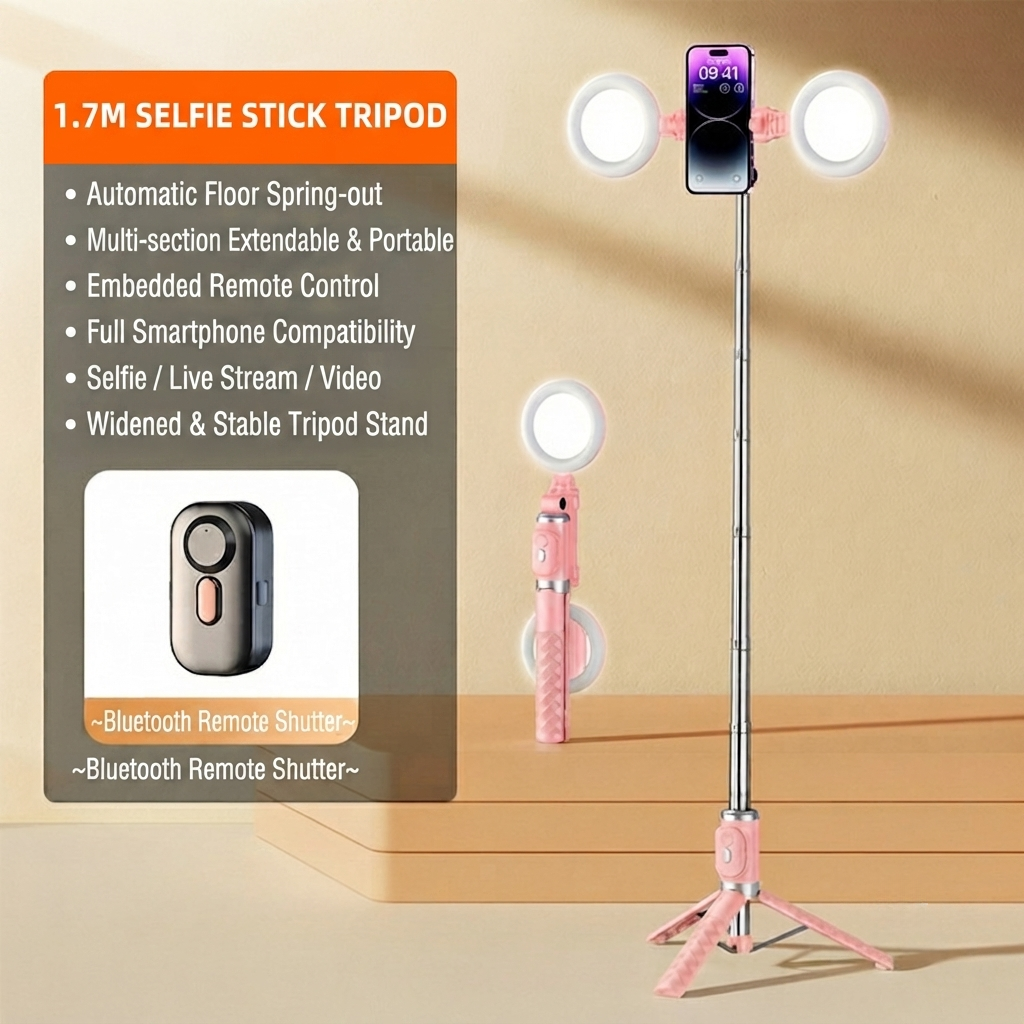 📱 SmartSelfie Stick & Tripod – Wireless Remote, Stable Stand, Creator Kit for iPhone & Android ✈️