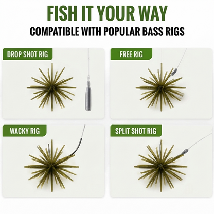🎣 5PCS Fuzzy Urchin Dice Baits – High-Action Bass Fishing Lures