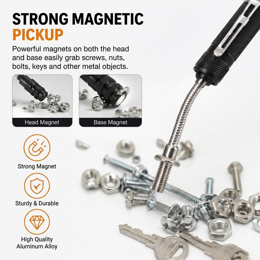 🎁🔥 Hot Sale | Telescoping Magnetic Pickup Tool with LED Flashlight