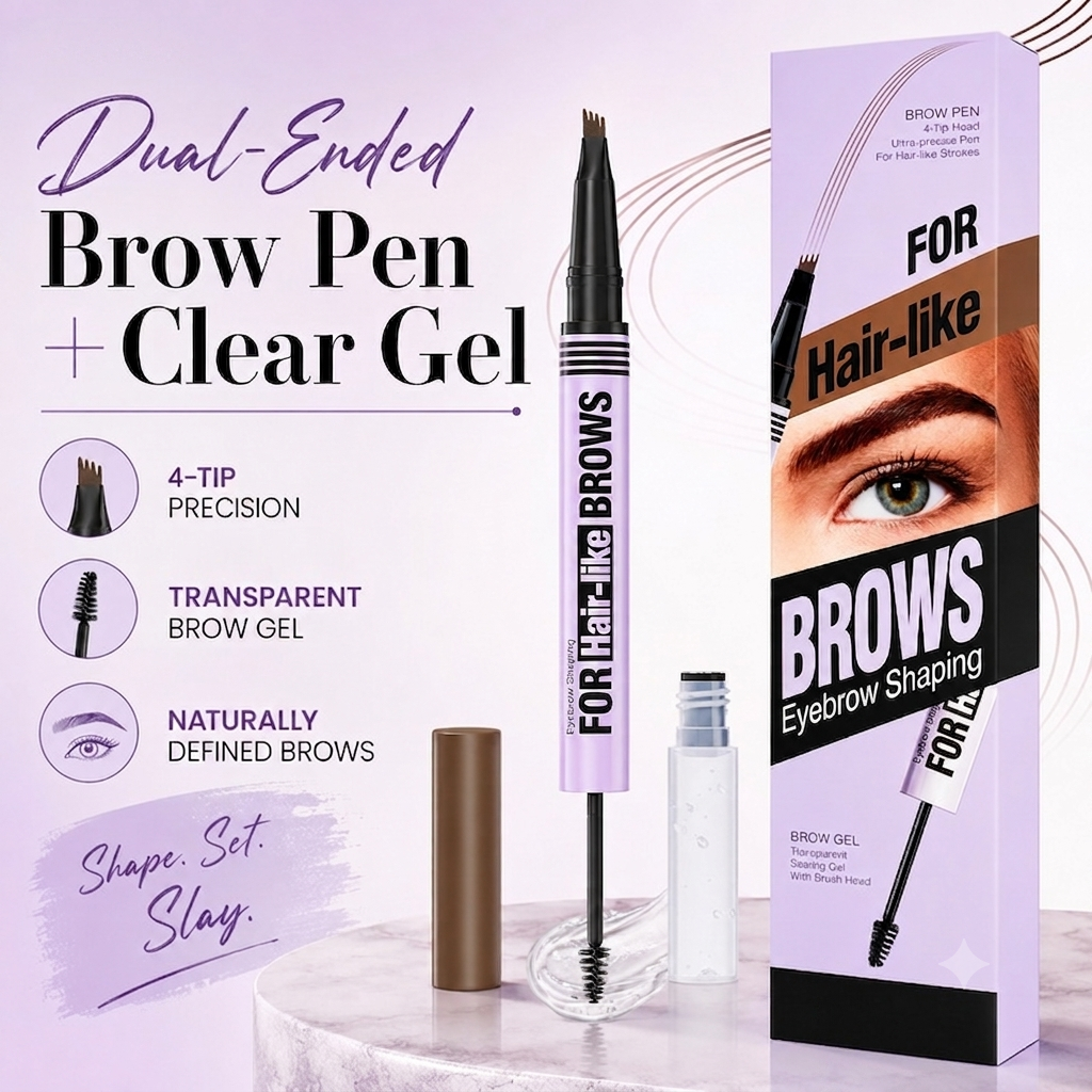 🔥 Hot Sale | Waterproof 2-in-1 Micro-Fork Eyebrow Pen & Setting Gel
