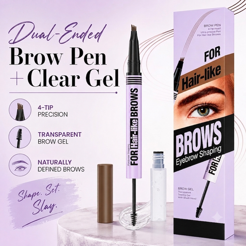 🔥 Hot Sale | Waterproof 2-in-1 Micro-Fork Eyebrow Pen & Setting Gel