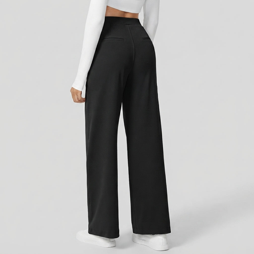 👔 High-Waisted Straight Pants – Pocket & Polished