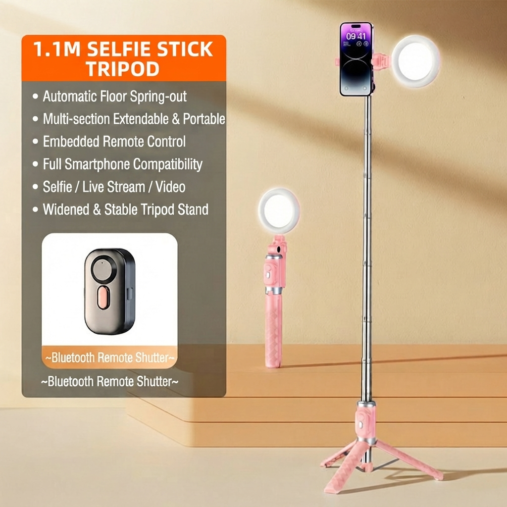 📱 SmartSelfie Stick & Tripod – Wireless Remote, Stable Stand, Creator Kit for iPhone & Android ✈️