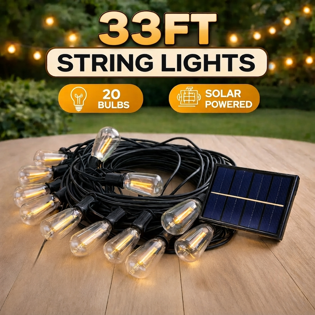 🌞 50FT Solar String Lights – IR Remote, 8 Modes, Dusk-to-Dawn, Waterproof & Shatterproof for Patio Decor