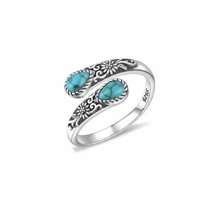 ✨ Adjustable Moonstone Ring – Vintage Floral Open Band, Soft Glow for Everyday Wear