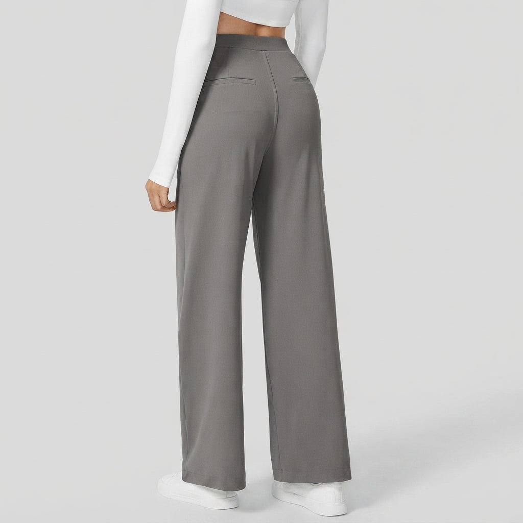 👔 High-Waisted Straight Pants – Pocket & Polished