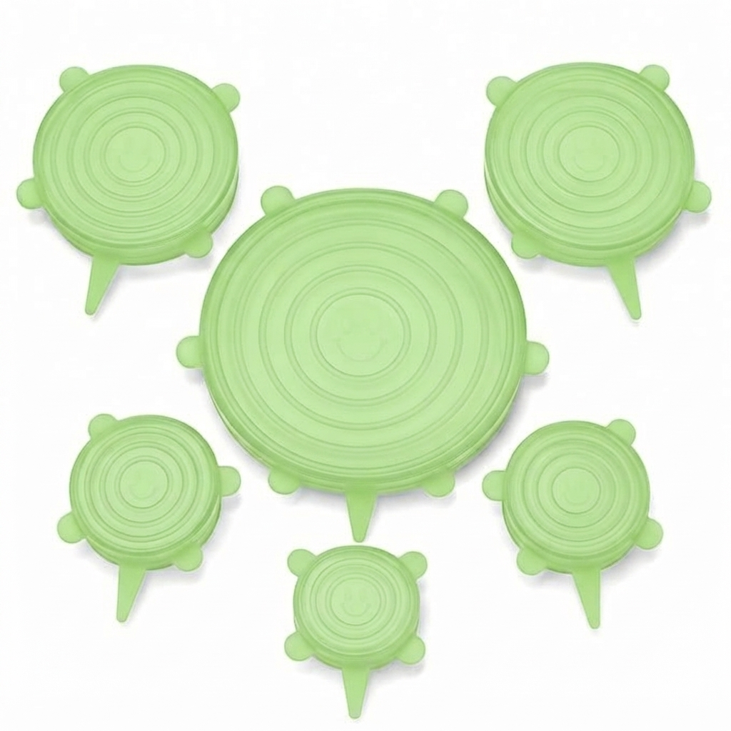 🥗 6-Pack Silicone Stretch Lids – Reusable, BPA-Free & Leak-Proof Covers for Bowls, Pots, Cups & Fruits