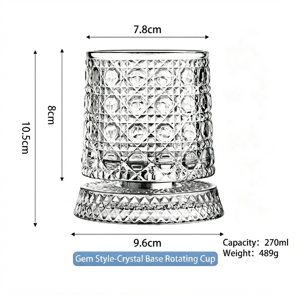 Luxury 360°  Spinning Crystal Barware Cup