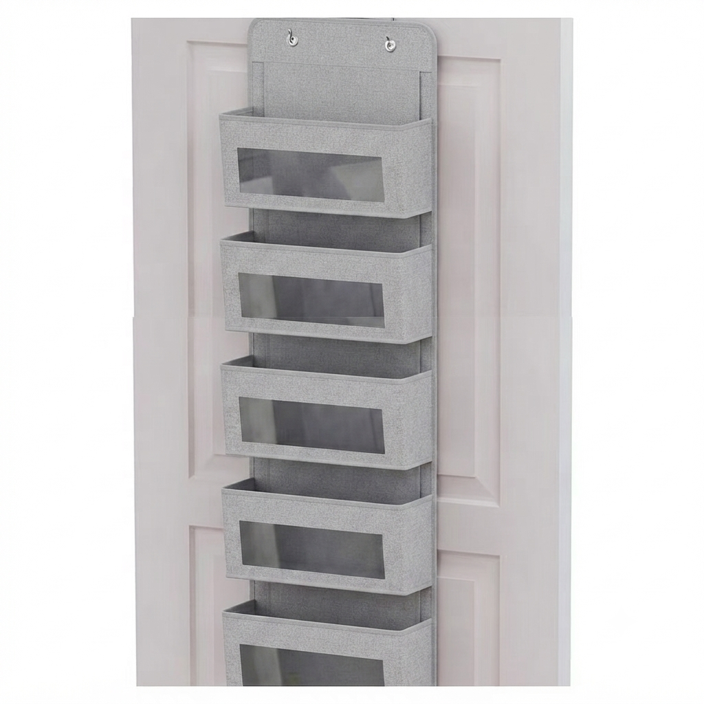🚪 5-Tier Over Door Organizer – 5 Large Mesh Pockets, Anti-Tilt, 44 lb Capacity, Space Saver for Home