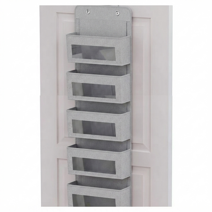 🚪 5-Tier Over Door Organizer – 5 Large Mesh Pockets, Anti-Tilt, 44 lb Capacity, Space Saver for Home