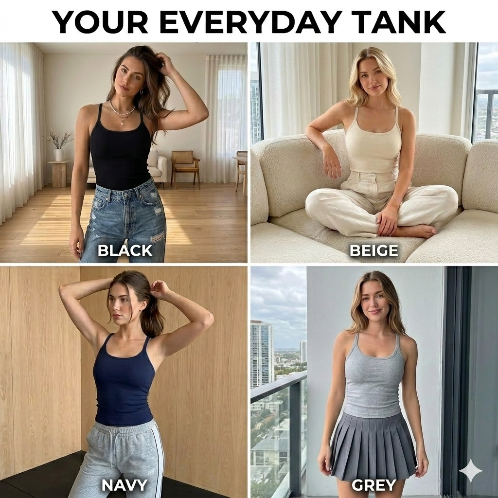 🔥Women's Summer Sexy Slim Fit Ribbed Tank Top with Built-in Bra