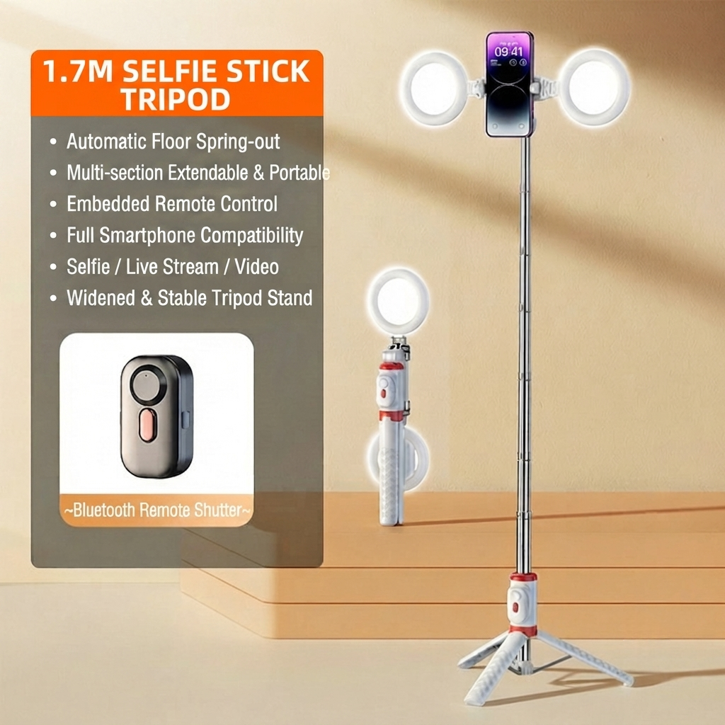 📱 SmartSelfie Stick & Tripod – Wireless Remote, Stable Stand, Creator Kit for iPhone & Android ✈️