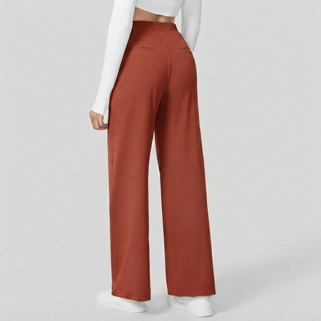 👔 High-Waisted Straight Pants – Pocket & Polished