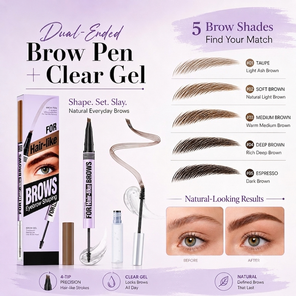 🔥 Hot Sale | Waterproof 2-in-1 Micro-Fork Eyebrow Pen & Setting Gel