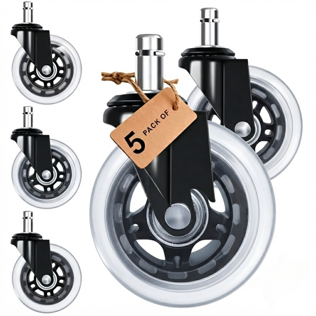 🛼 Premium Inline-Style Office Chair Wheels – Universal Fit • Easy Install • Set of 5