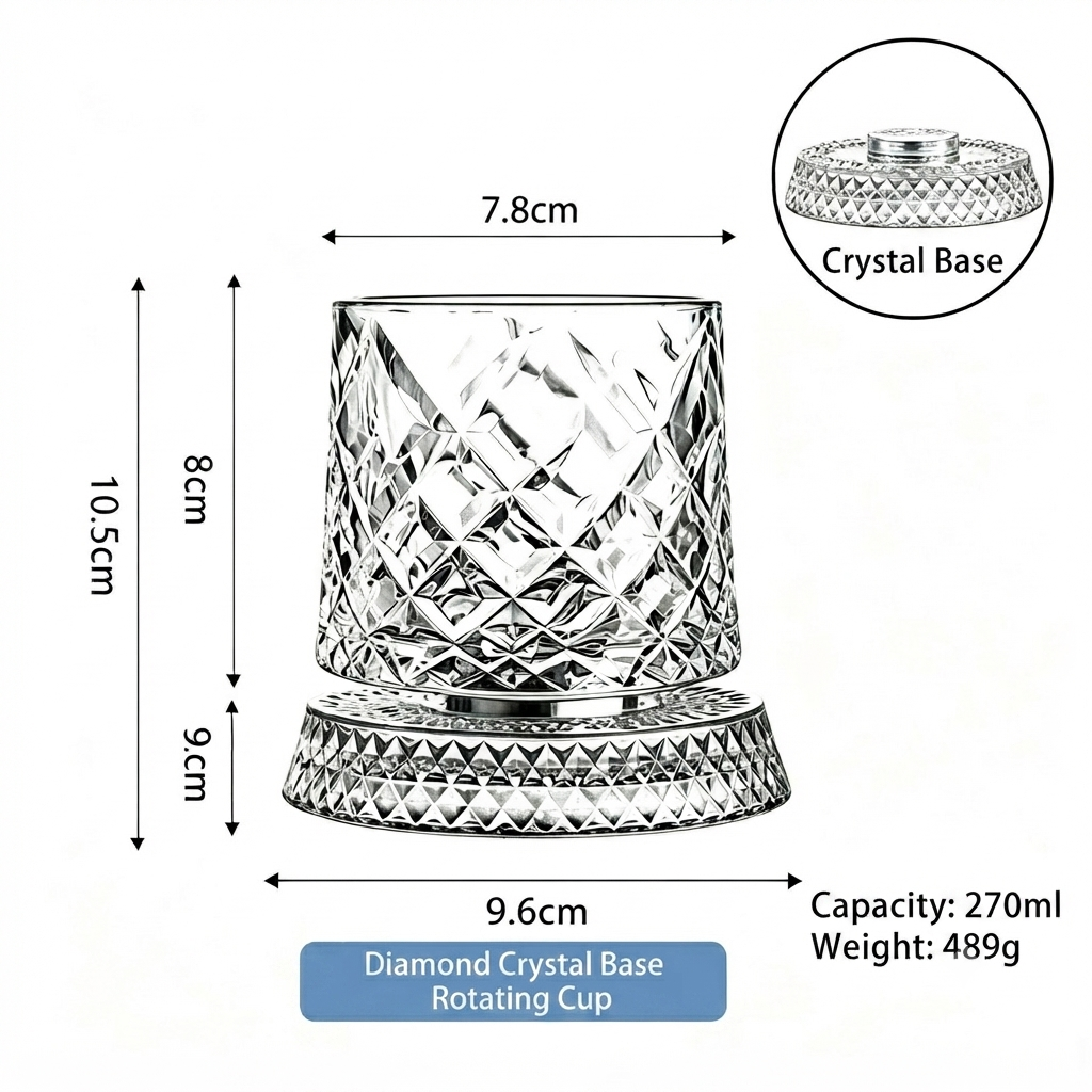 Luxury 360°  Spinning Crystal Barware Cup