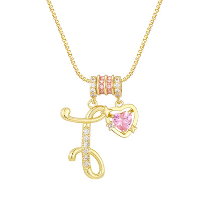 🌸 Dainty 3-Layer Initial Necklace – Silver-Plated Choker with Blush Pink CZ Charm