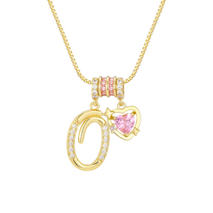 🌸 Dainty 3-Layer Initial Necklace – Silver-Plated Choker with Blush Pink CZ Charm
