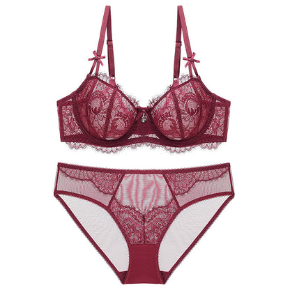 🌹 Women's Balconette Sexy Lace Push Up Bra – See Through & Underwire Free