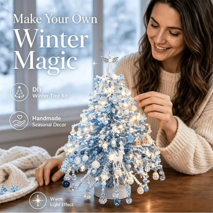 🎄 DIY Beaded Christmas Tree Kit – Mini Crystal Beads, Angel Topper & Base, Fun Holiday Craft Set