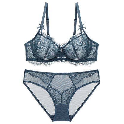 🌹 Women's Balconette Sexy Lace Push Up Bra – See Through & Underwire Free