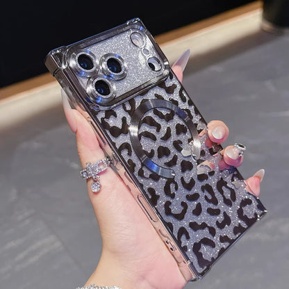 🐆 Glitter Leopard Phone Case – Compatible with iPhone 17 Pro Max/16 Pro/15 Pro/14/13