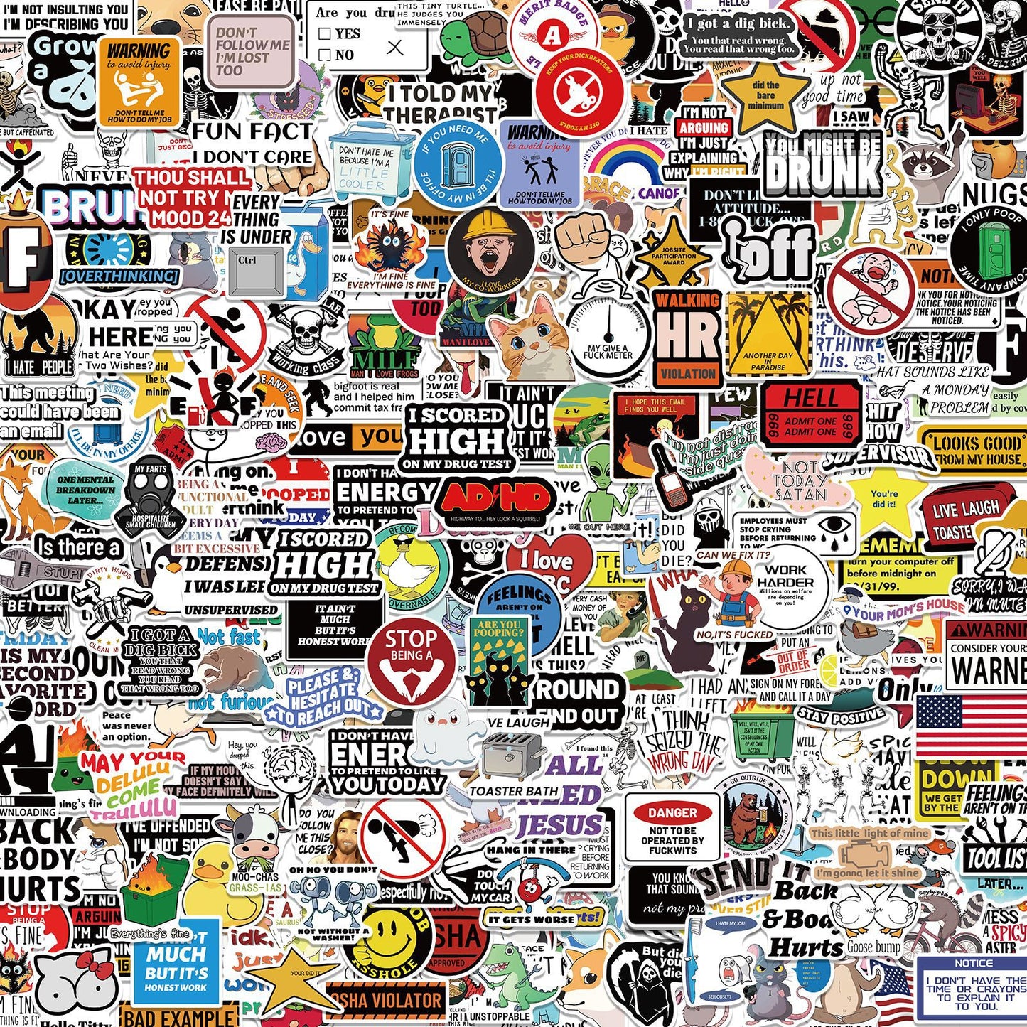 🔥 Set of 300 Pcs Funny Saying Stickers