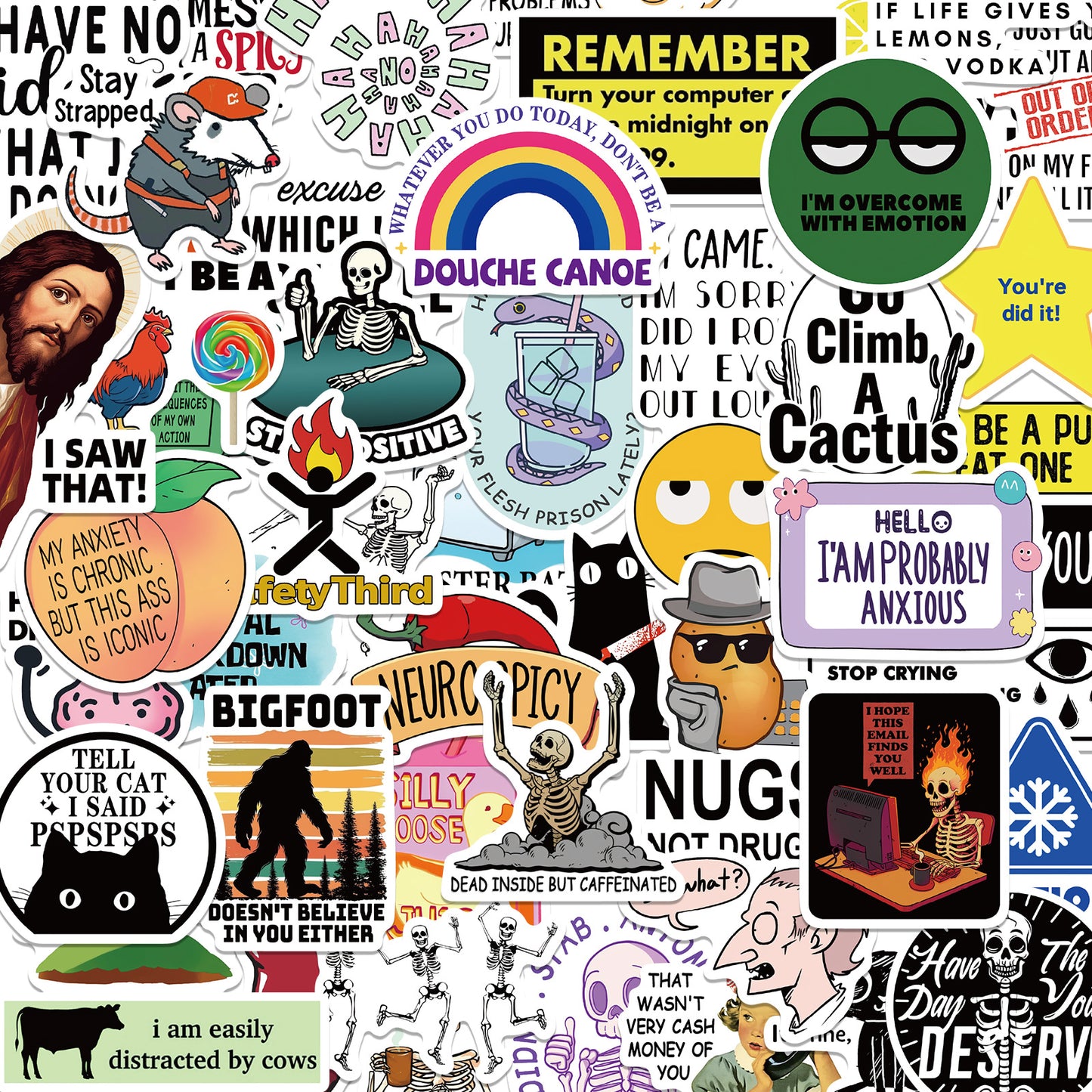 🔥 Set of 300 Pcs Funny Saying Stickers