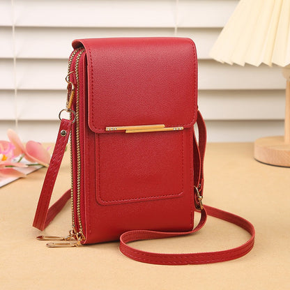 📱Clear-Window Crossbody – Touch through, card slots & dual zipper, cute for school.