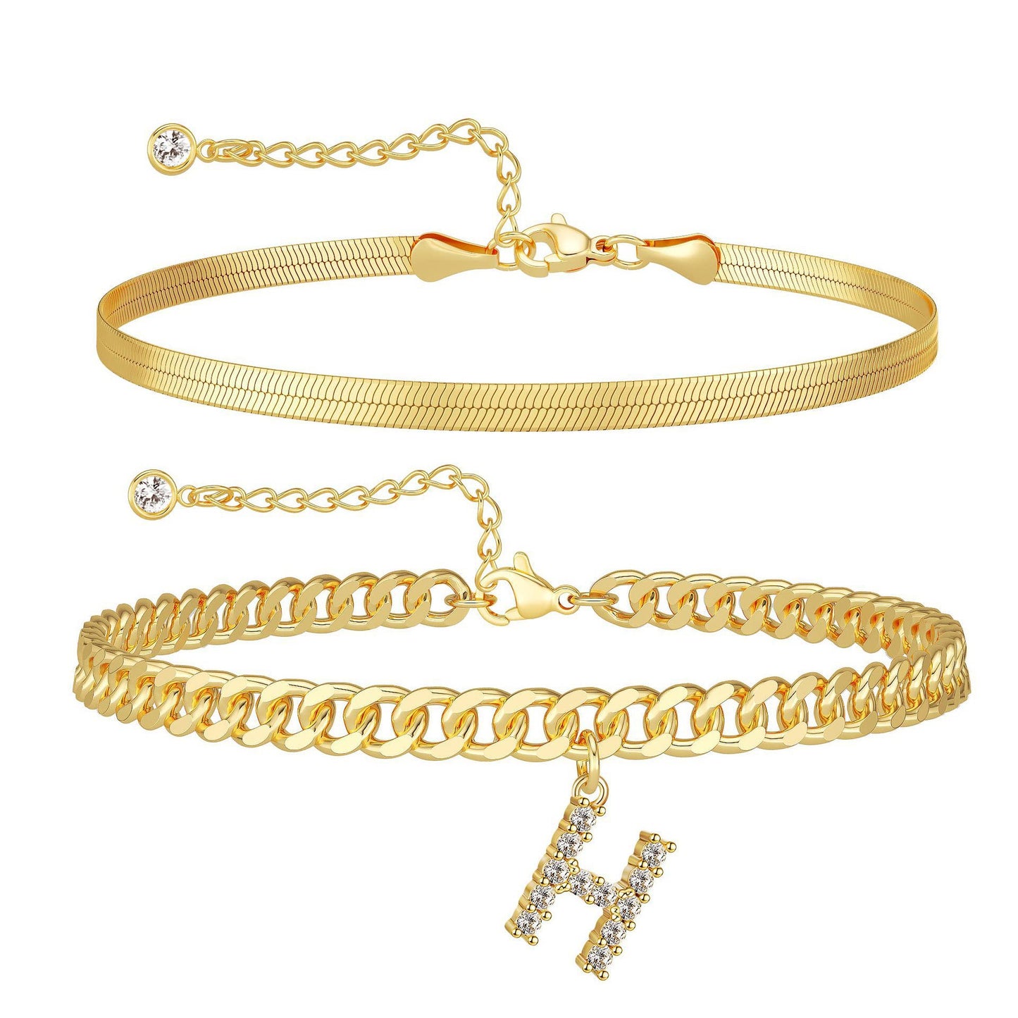 ✨ Gold Initial Anklet – 14K Gold Plated, Waterproof Adjustable Letter Pendant, Stackable Beach Jewelry