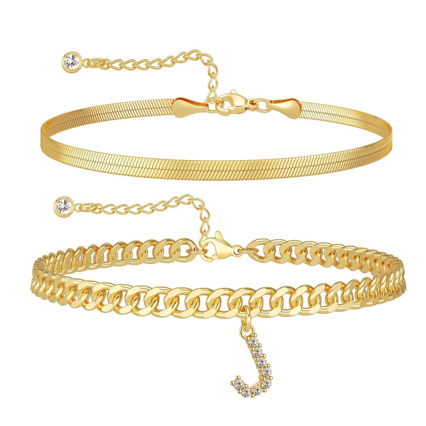 ✨ Gold Initial Anklet – 14K Gold Plated, Waterproof Adjustable Letter Pendant, Stackable Beach Jewelry