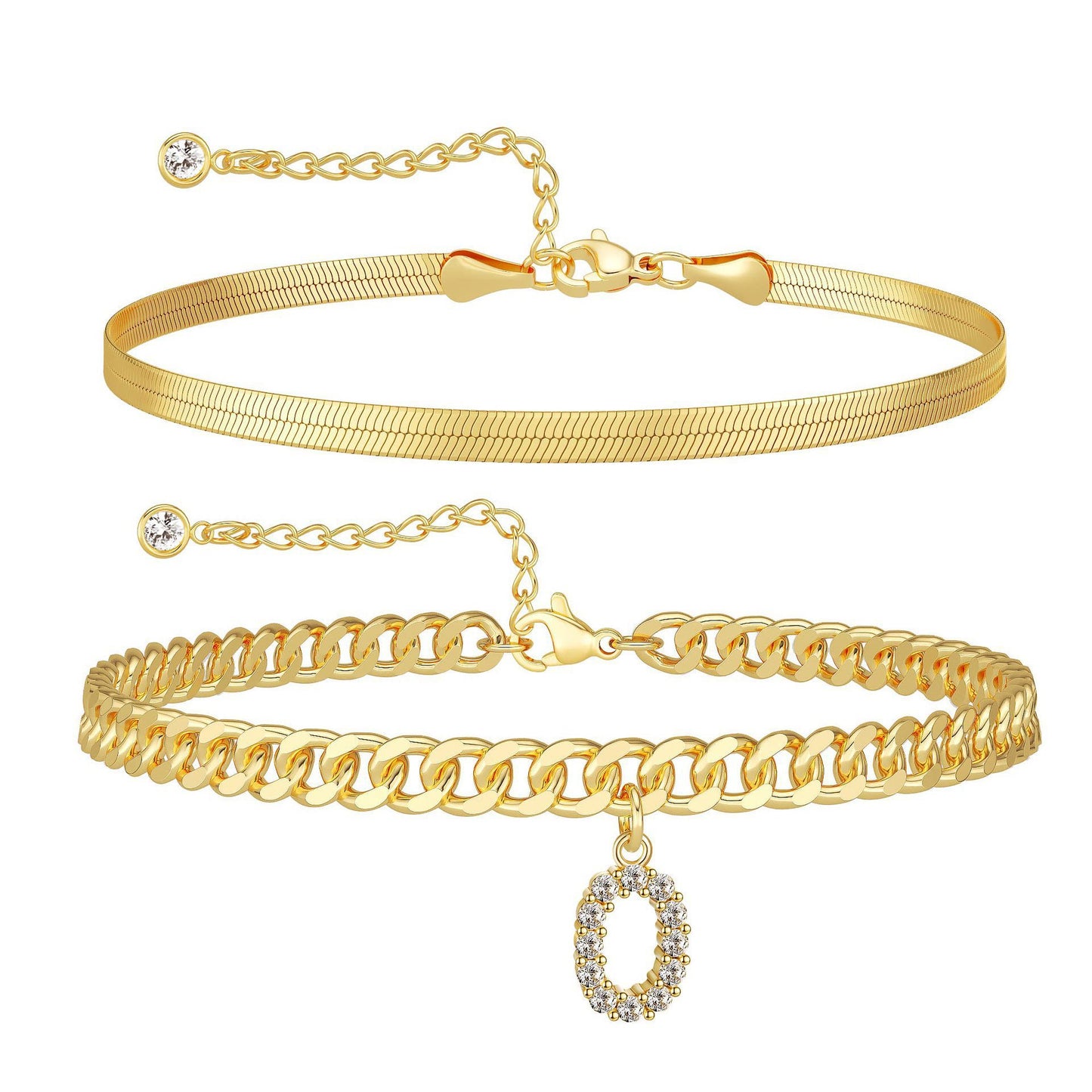 ✨ Gold Initial Anklet – 14K Gold Plated, Waterproof Adjustable Letter Pendant, Stackable Beach Jewelry