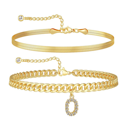 ✨ Gold Initial Anklet – 14K Gold Plated, Waterproof Adjustable Letter Pendant, Stackable Beach Jewelry