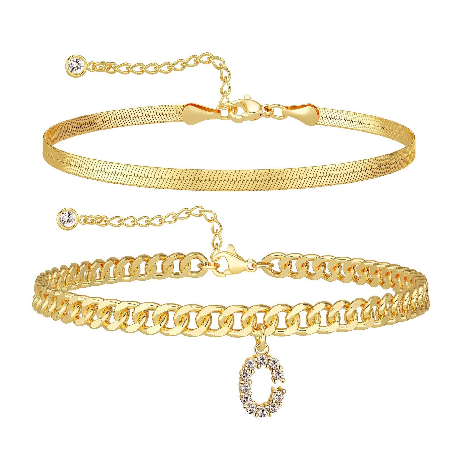 ✨ Gold Initial Anklet – 14K Gold Plated, Waterproof Adjustable Letter Pendant, Stackable Beach Jewelry