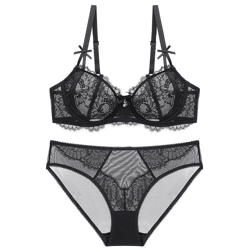 🌹 Women's Balconette Sexy Lace Push Up Bra – See Through & Underwire Free