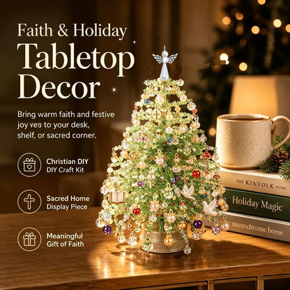 🎄 DIY Beaded Christmas Tree Kit – Mini Crystal Beads, Angel Topper & Base, Fun Holiday Craft Set